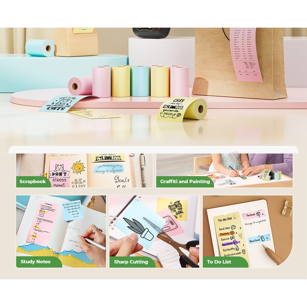 2 1/4" x 50' Thermal Receipt Paper, Pink, Clear Print Cash Register Rolls. Compatible with Clover Mini Flex, Verifone VX520 VX67