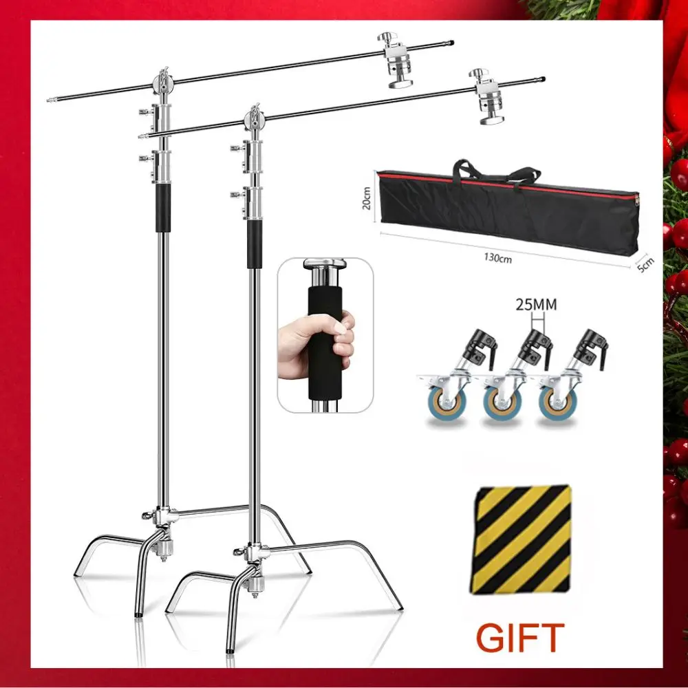 Sh C-Stand 2 Pezzi Fotografia Stand Gru Gamba Magica Piedi Di Pollo In Acciaio Inox Braccio Braccio Grip Testa 260/330Cm 2024 Regalo Chris