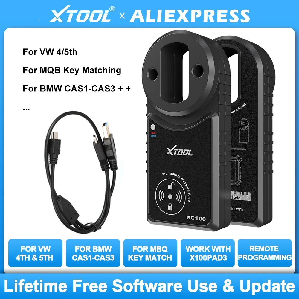 

XTOOL KC100 Key Programmer For VW 4&5th For BMW CAS1-CAS3 For MBQ Key Match Remote Programming Tool Work With X100PAD3 IK618 D8