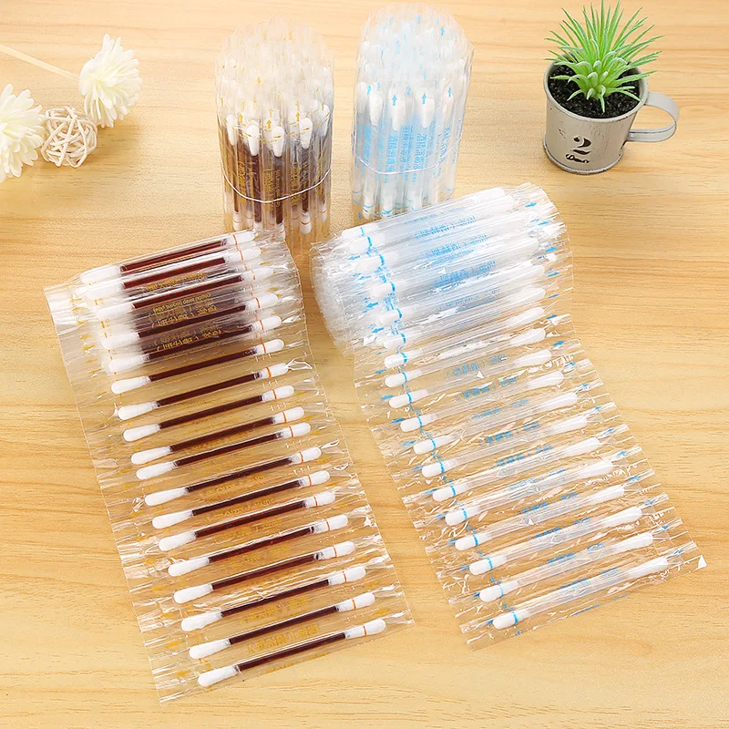 

50pcs Disposable Medical Alcohol Sticks Disinfection Iodine Cotton Swabs Cleaning Care Wound Cotton Swabs Emergency Aid Supplie