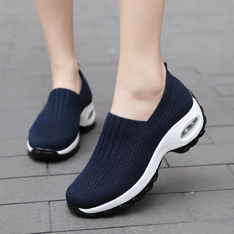 New Women Fashion Sneakers Shoes Stretch Fabric Woman Flat Platform Shoes Round Toe Casual Loafers Shoes Ladies Breathable