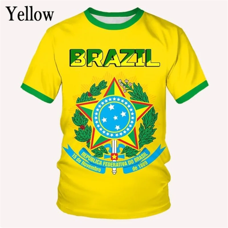 

New Fashion Brazil Flag 3d T Shirt MenWomen Casual Round Neck Short Sleeve Sports T shirt