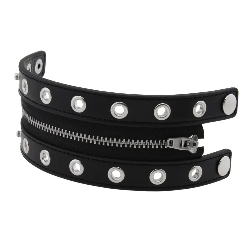 Fashion Vintage Punk Style Leather Bracelets Unisex Rivet Zipper Gothic Hip-Hop Rock Style Leather Bracelets Gifts