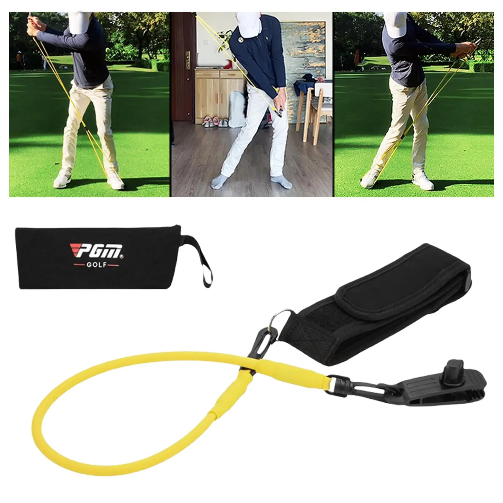 Golf Swing Trainer Arm Belt Posture Guide Training Corrector Elastic Resistance Rope Practice