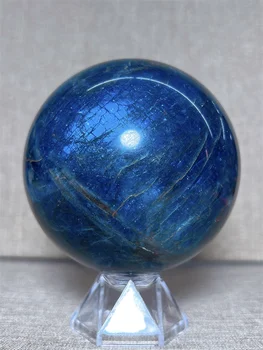 Natura Crystal Blue Apatite SPhere With Flash Effect Free Form Carving Reiki Healing Stone Home Decoration Exquisite Gift 1