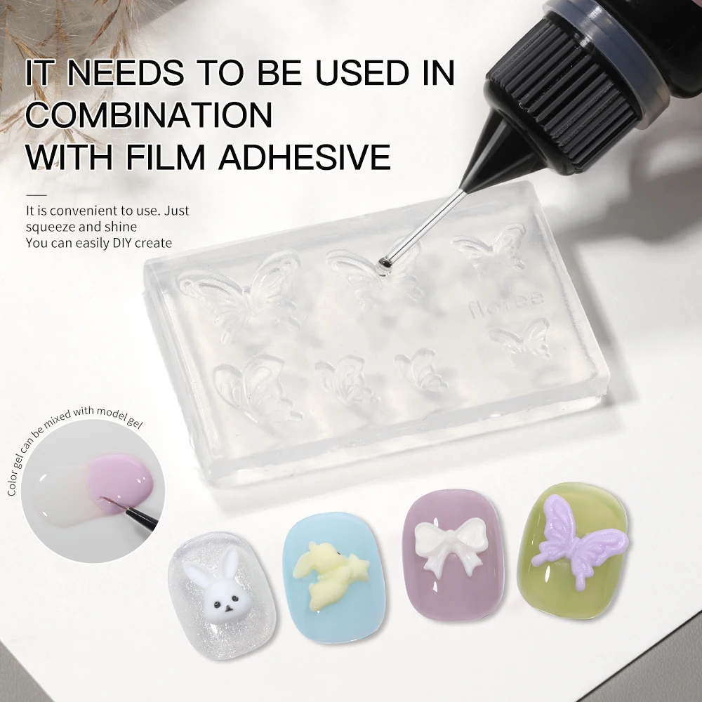 AS 10ml 3D DIY Design Nail Art Gel Nail Polish Tpo Free Clear 3D No Wipe Sculpture Modeling Varnish Gel for Made Nail Charms - 2