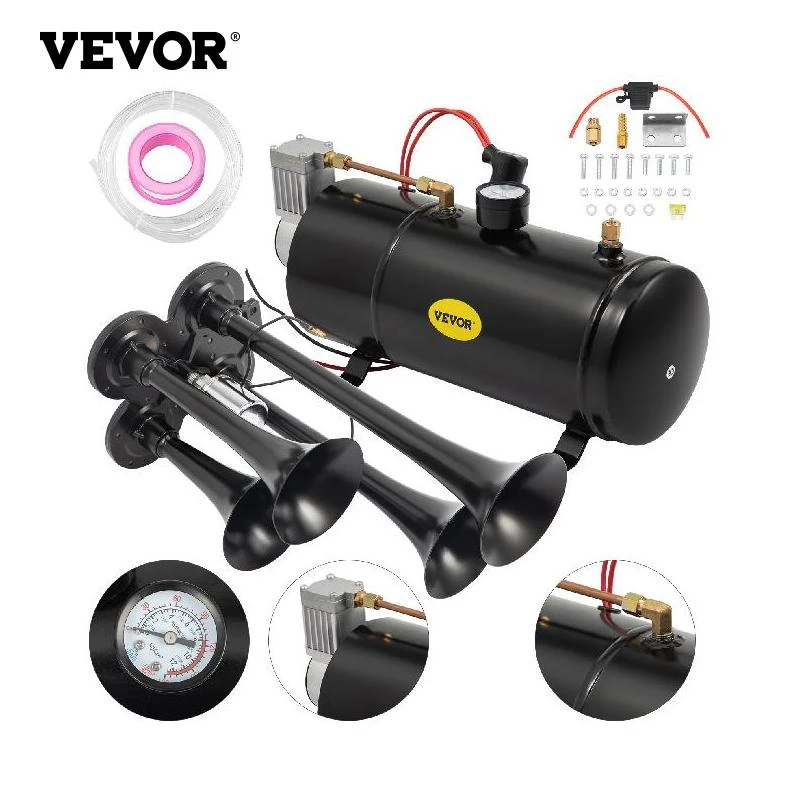 VEVOR Trumpets 12V 150DB Loud Air Horn Train Horns Kit Max 150 PSI