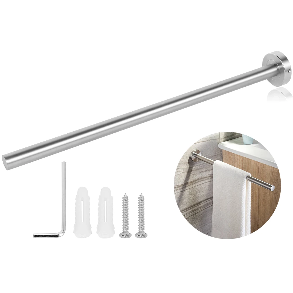 Sliver Towel Bar Bathroom Kitchen Stainless Steel Towel Rail Single Pole Wall Hanging Shelf Storage Organizer Racks towel rack towel holder