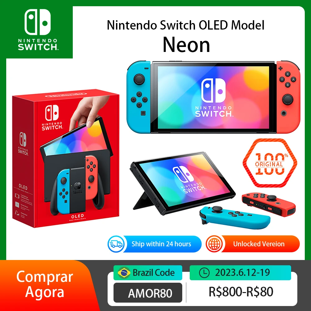 Nintendo Switch Oled Conjunto Branco Azul E Vermelho Conjunto Modelo 7 nintendo-switch-oled-conjunto-branco-azul-e-vermelho-conjunto-modelo-7