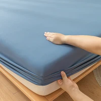 Drap-housse avec bande élastique, housse de matelas souple de couleur unie pour lit simple, Double, King, Queen, 90/120/140/150/160/180x200cm 4