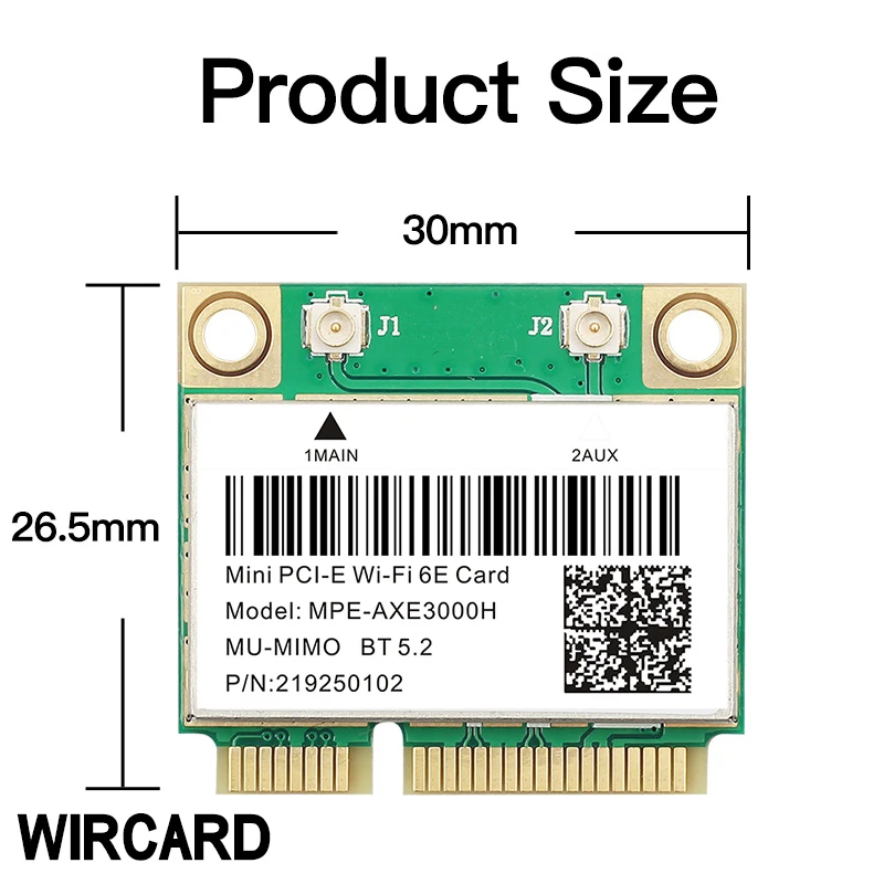 와이파이 6E 카드 5374Mbps 블루투스 5.3 미니 PCI-E 어댑터, AX210 2.4G, 5G, 6G, 노트북 윈 10, 11 용