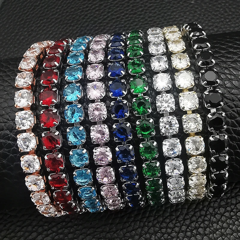 Elegant Multi-Color Rose Gold Tennis Bracelet Bangle for Women - Wedding Fashion Jewelry Party Gift
