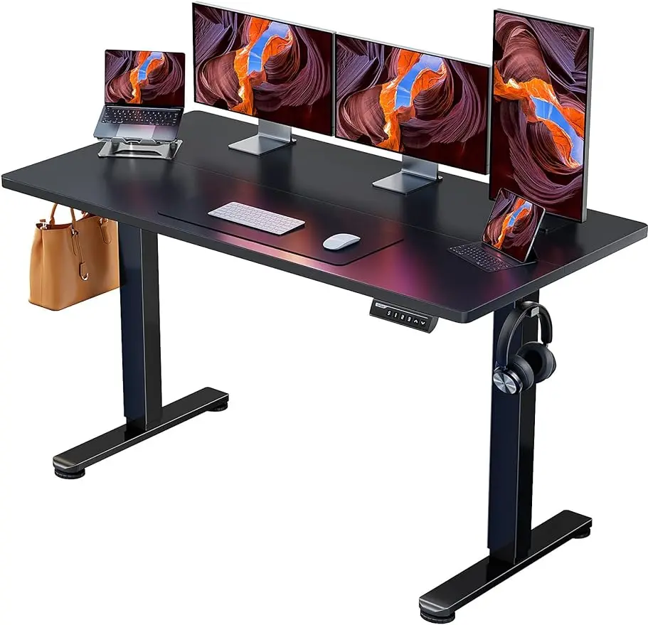 ErGear-Height Adjustable  Standing Desk, Sit Stand up  Memory Computer, Home Office  Black, 55x28 in costway electric standing desk sit to stand height adjustable dual motor grey hw67380us gr hw68157wh m