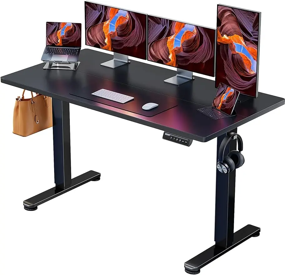 ErGear-Height Adjustable  Standing Desk, Sit Stand up  Memory Computer, Home Office  Black, 55x28 in office standup desk gas spring height adjustable standing desk converter computer monitor riser standing workstation