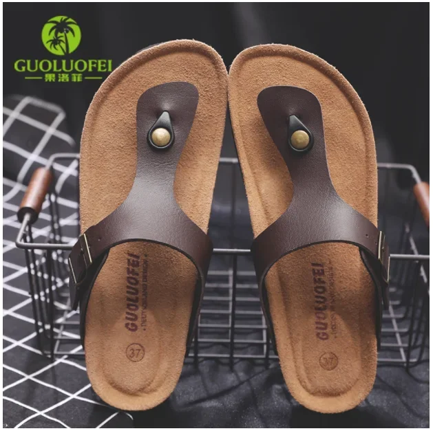 

2023 New Summer Men's Cork Slippers Suede Leather Mule Clogs Women Casual Outdoor Flip Flops Corks Beach Sandals luxury sandals