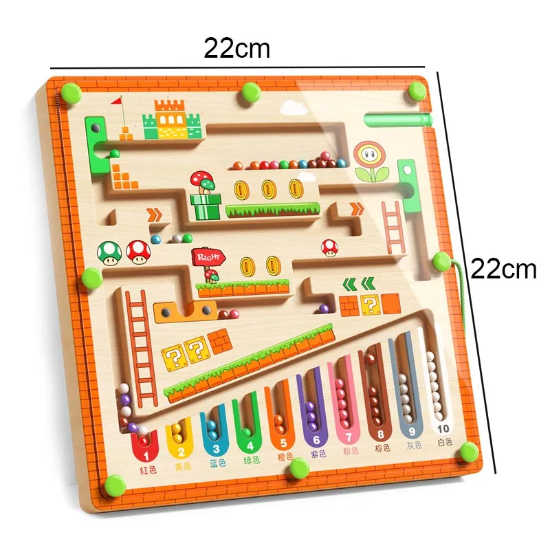 Wooden Magnetic Color and Number Maze Learning Education Toys Color Matching Montessori Toys Wooden Toys for Children Gifts