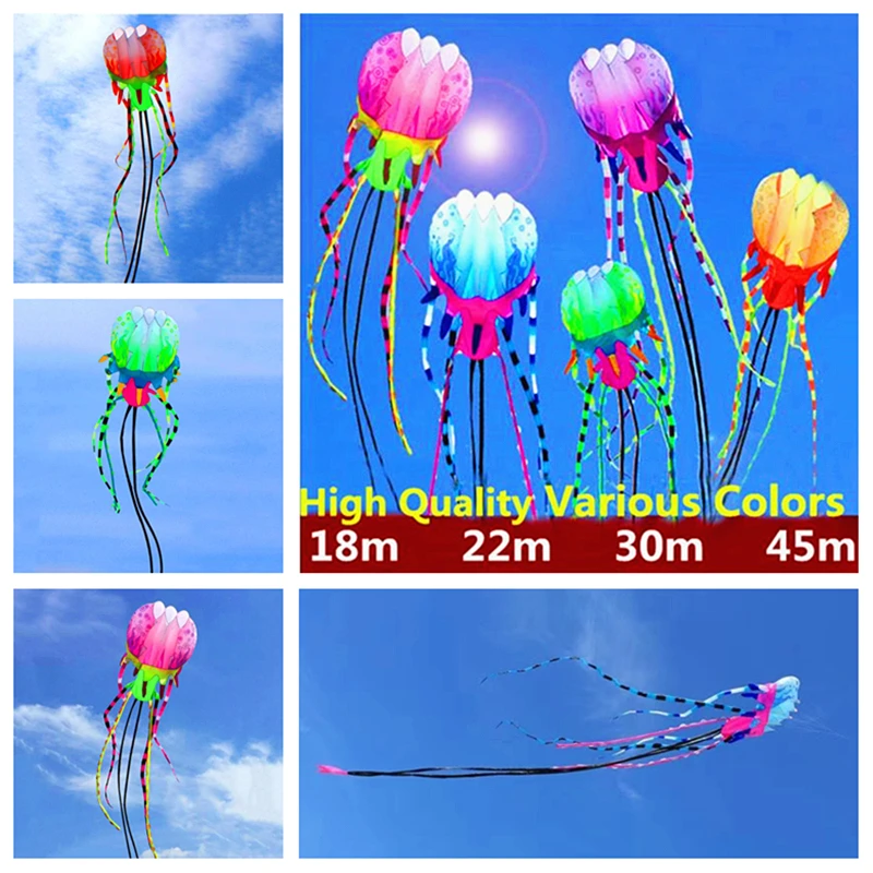 

free shipping jellyfish kite flying soft kite reel for adults kites walk in sky octopus kites trilobites kites kite flying reel