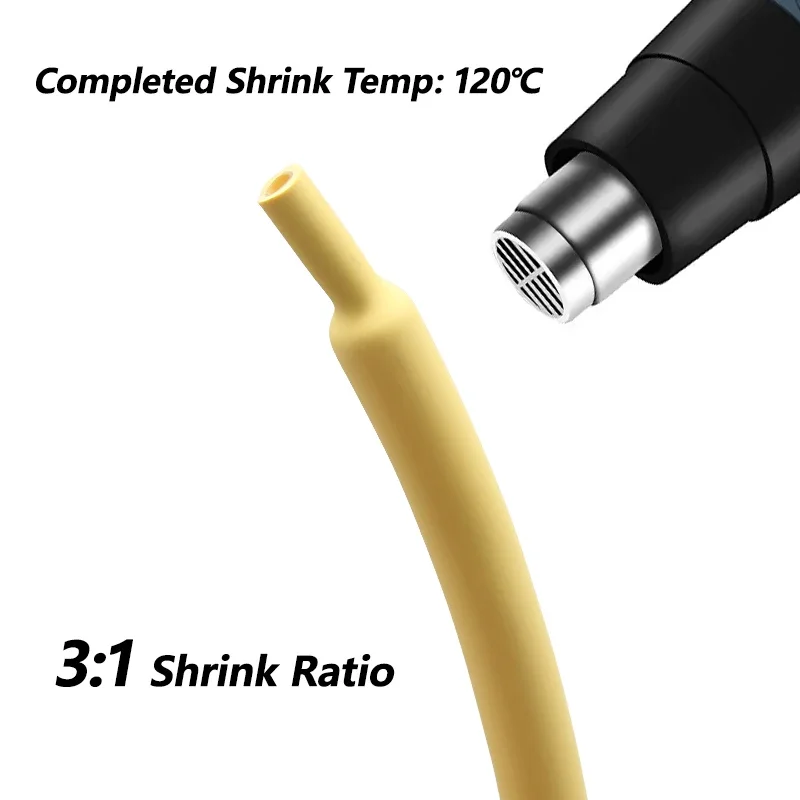3:1 Yellow With Glue Heat Shrink Tube Dual Wall Tubing Diameter1.6 ~ 39mm Polyolefin Insulated Adhesive Lined Shrink Wrap Sleeve heat shrink tubing heat shrink tube heat shrink tube kit heat shrink cable sleeve
