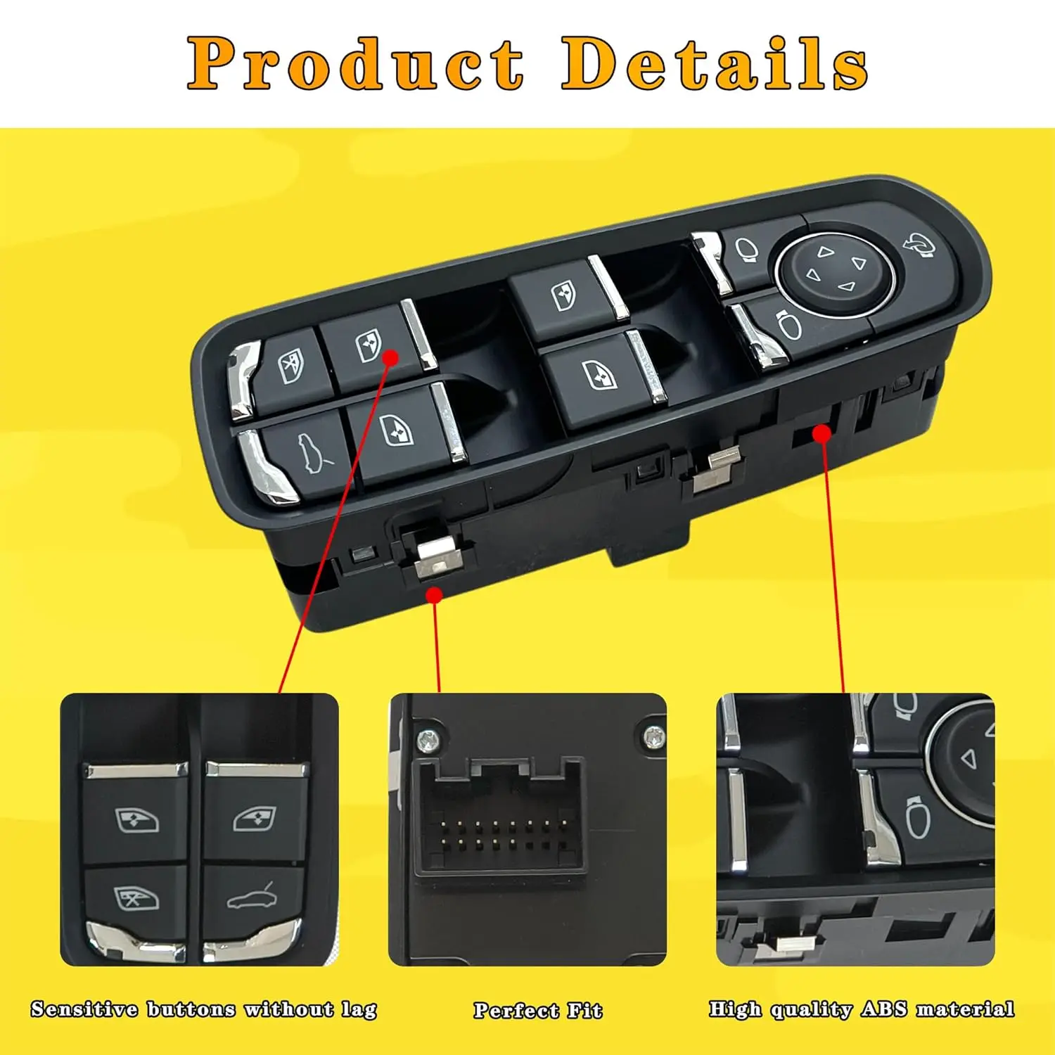 Vorne Links Elektrische Fensterheber Schalter Taste Master Für Porsche Cayenne Macan Panamera 2011-2017 7PP959858MDML 7PP959858RDML – Detail 15