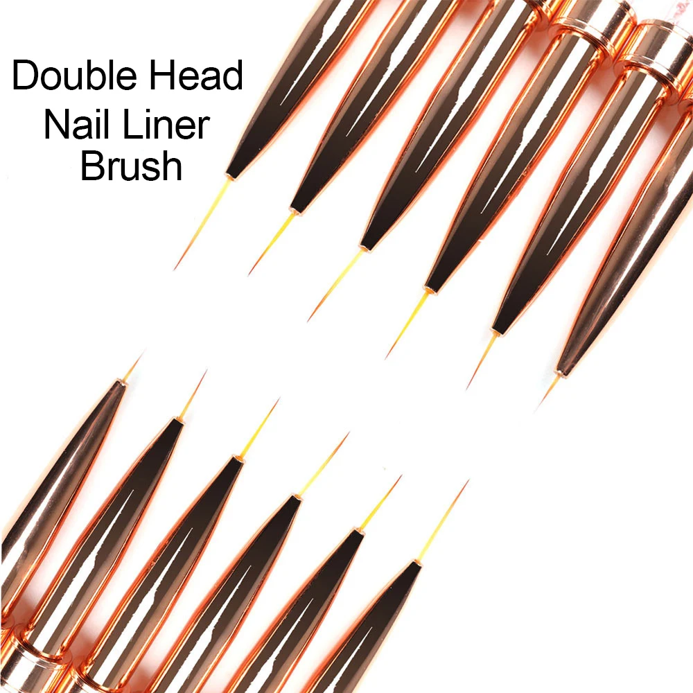 1PCS Nails Brushes Double Head Crystal Handle Design Liner Drawing Manicure Brush Acrylic Painting Pen Gel Nail Polish Equipment 3