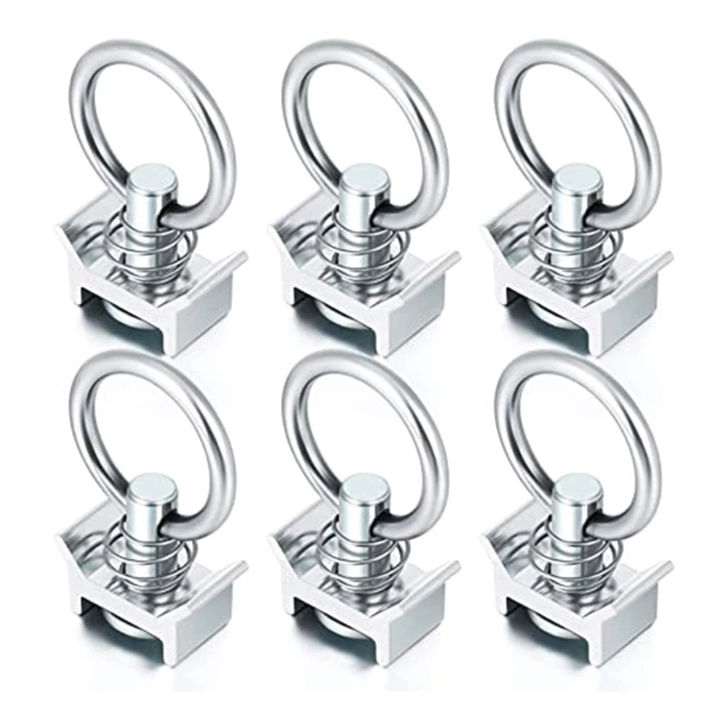 1/6/10Pcs L-Track Single Ring (Spring Loaded) Tie Down Anchors