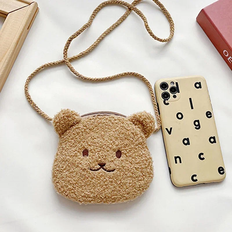 Soft Plush Bear Rabbit Cartoon Children Coin purse coin wallet Shoulder bags Girl Messenger Bag Mini Handbag
