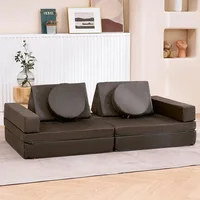 Kids Couch Extended Size 10PCS with futons, Floor Couch Floor Sofa Modular Furniture for Kids and Adults,Modular Foam Play Couch 1