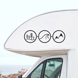 Wave Mountain Nature Car Styling Vinyl Decals - Camper Van Decor Stickers Accessories - 50X15CM (Yellow)