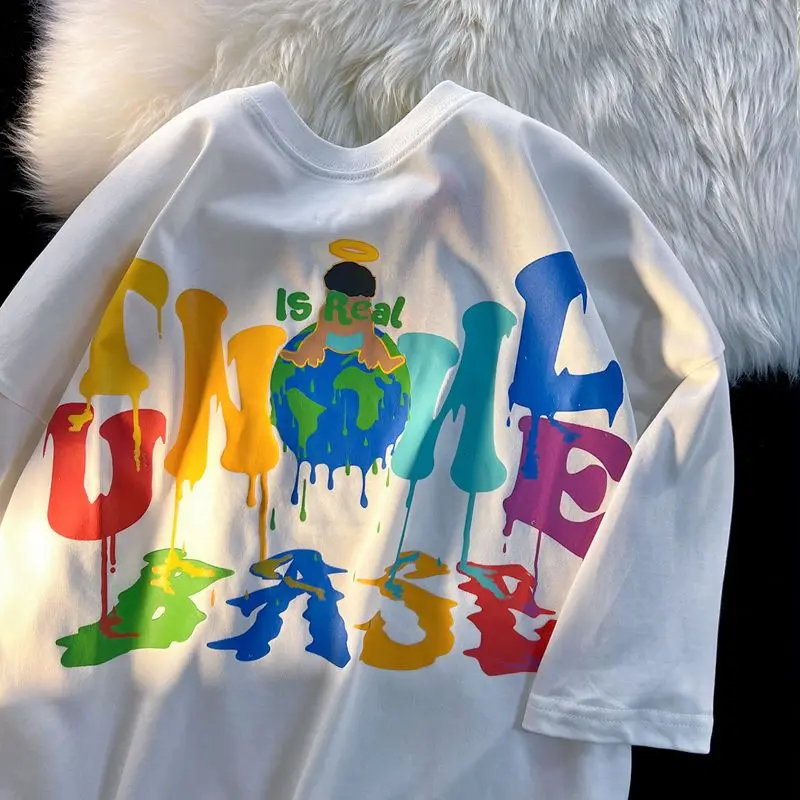 

American retro personalized simplicity printed graphic T shirt fashion y2k men and women street hip-hop art oversized T shirt
