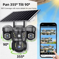 Caméra solaire extérieure à triple objectif PTZ 15MP 4G SIM, trois objectifs, trois écrans, surveillance par batterie, détection humanoïde IA, suivi automatique, étanche IP66, vision nocturne, caméras de sécurité vidéo 4
