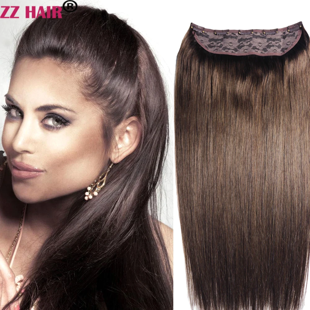 

ZZHAIR 100% Brazilian Human Remy Hair Extensions 16"-28" 1Pcs Set 5 Clips In 200g One Piece Natural Straight