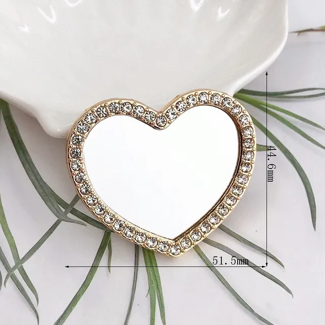 Miroir d'amour incrusté de diamants, accessoires de bijoux à faire soi-même, miroir de maquillage circulaire à fleurs, voyage 6