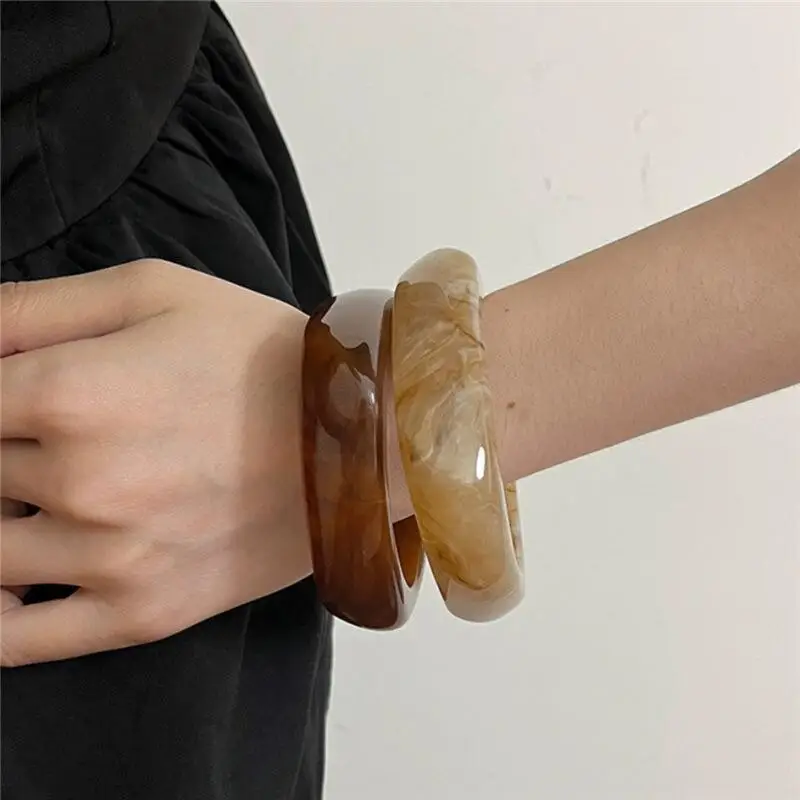 Bracelets Acrylique Colorés - Lot De 6 - Forme Carrée Rétro - Pour Femme - Idéal Fête Et Quotidien