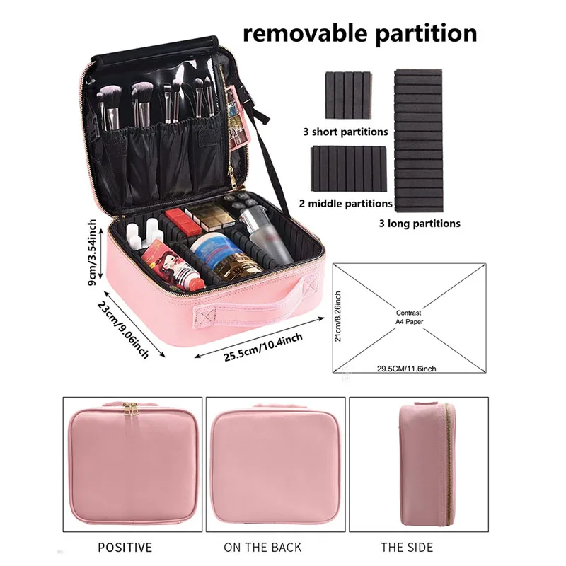 Nuova Borsa per il Trucco da Viaggio per Donne, Impermeabile, per Pennelli e Accessori di Bellezza, Custodia per Cosmetici Professionale con Ricami - immagine 3