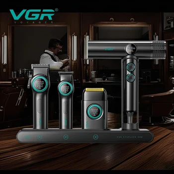VGR Rifinitore Professionale Tagliacapelli 9000 giri/min Barbiere Senza fili Rasoio Elettrico Asciugacapelli Stepless Pro 4 in 1 Rifinitore per uomo 1