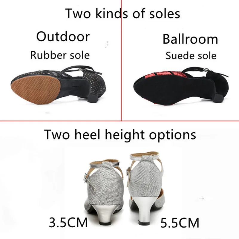 Dance Shoes Ballroom Dancing Shoes For Women Latin Dance Shoes Lady Closed Toe Salsa Low Heels 3.5cm/5.5cm