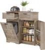Can Cabinet with Drawers, Pull Out Trash Can, Hidden Trash Can Cabinet, Garbage Bin Cabinet, Kitchen Island with Trash Can Stora 1