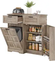 Can Cabinet with Drawers, Pull Out Trash Can, Hidden Trash Can Cabinet, Garbage Bin Cabinet, Kitchen Island with Trash Can Stora 1
