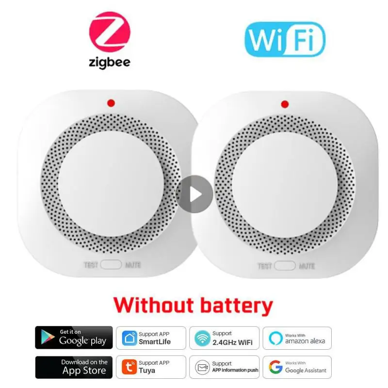 

Смарт-датчик дыма Tuya с Wi-Fi, умная пожарная сигнализация с прогрессивным звуком, работает с Tuya Zigbee Hub