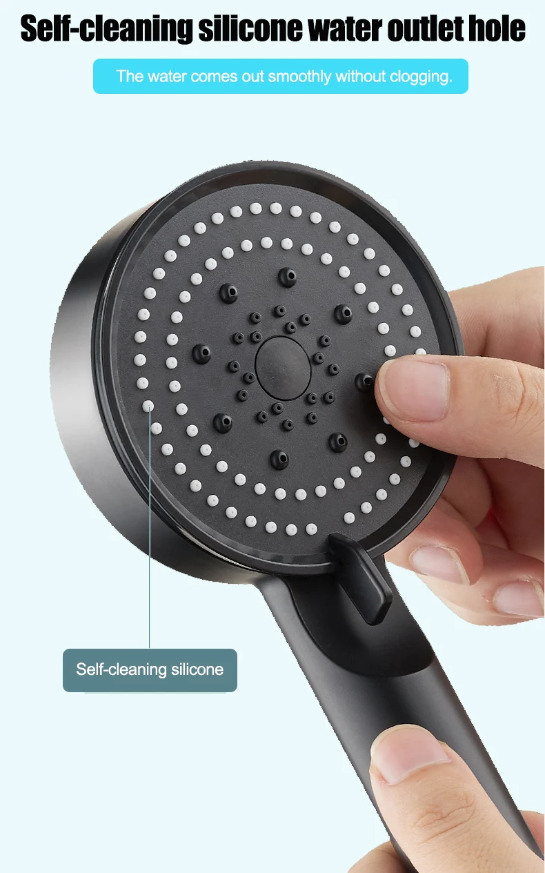 Description Picture 4 of item5 Modes Adjustable Rain Drenching Mode Black Bath Shower Head Head Water Saving High Pressure Showerhead Bathroom Accessories