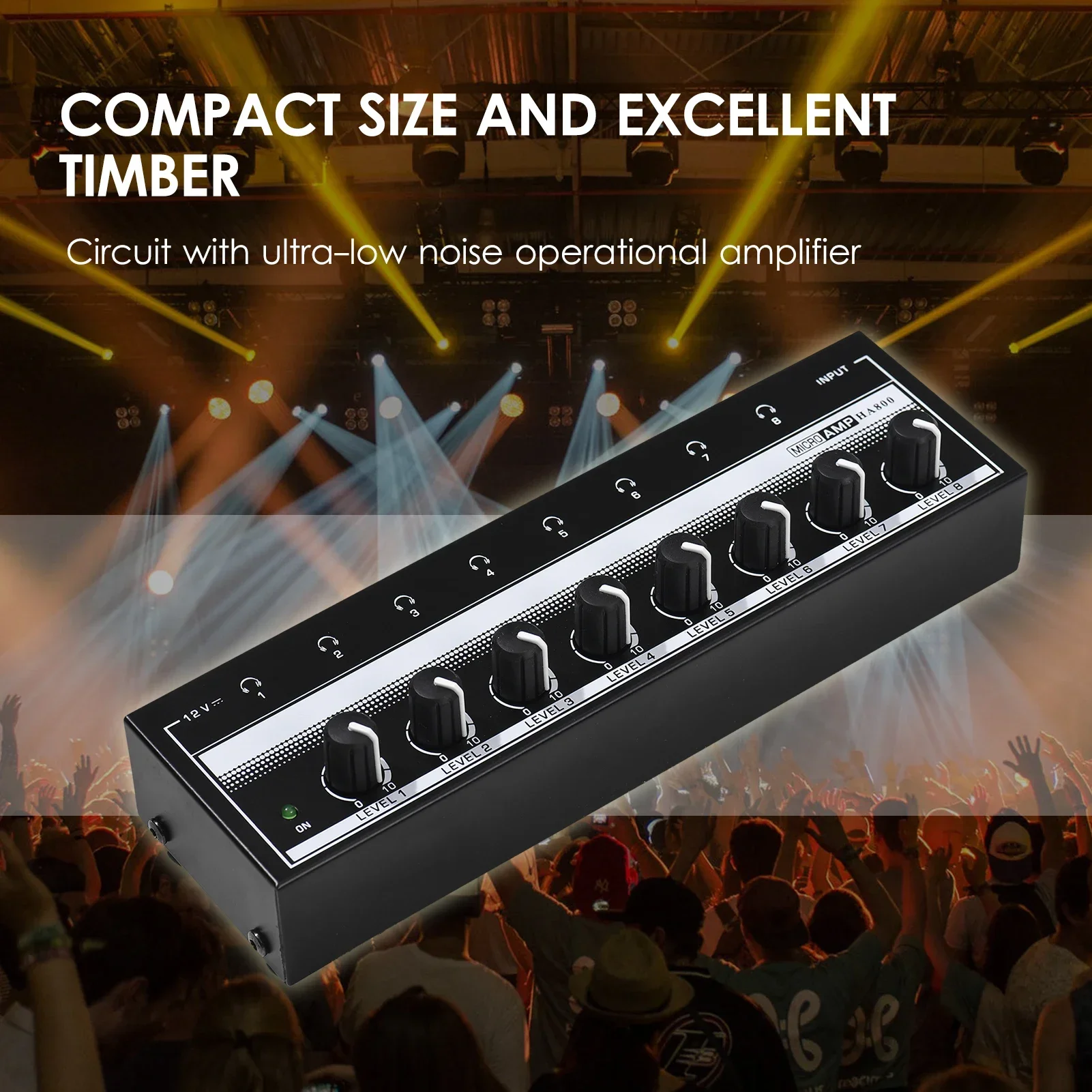 HA800 헤드폰 앰프 오디오 앰프 초소형 8채널 미니 오디오 스테레오 마이크 AMP. 전원 어댑터 포함