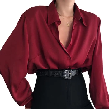 Women s Elegant V-Neck Blouse Ruffle Sleeve Button Down Shirt Stylish Loose Fit Lapel Top for Casual Wear 2