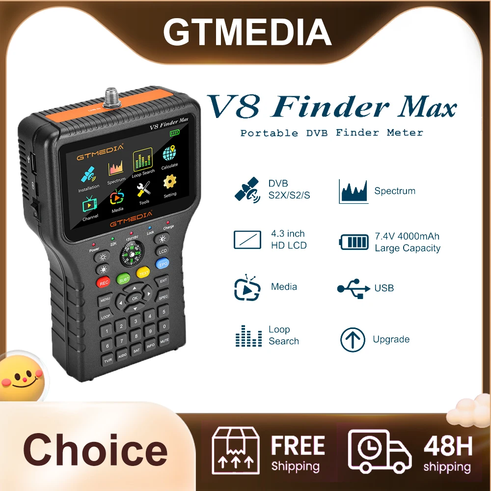 GTMEDIA V8 Finder Max Satélite TV Signal Finder DVB-S/S2/S2X H.264/H