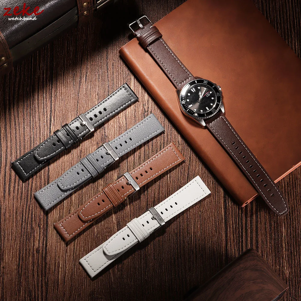 Premium Leather Watchband - Soft Replacement Wrist Strap (22/20mm)