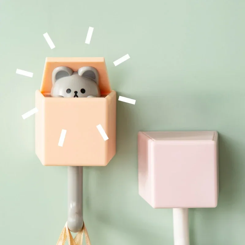 1-10PC Cartoon Cat Hook Self Adhesive Dormitory Bedroom Door Hanger Hook Key Umbrella Towel Cap Coat Rack Wall Animal Decor Rack 2