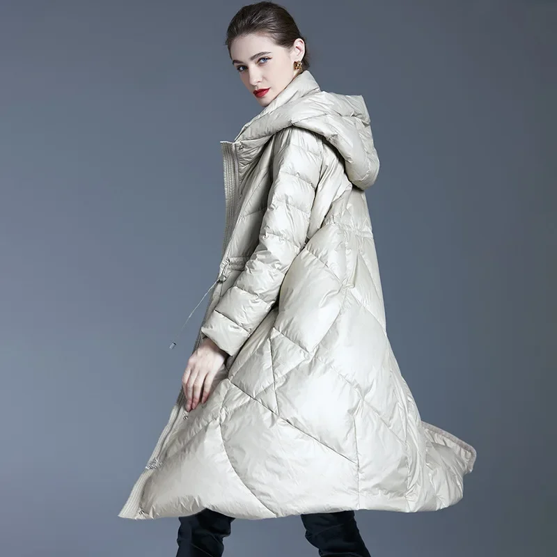 Down jacket women's long style 2023 new women's over-the-knee thickening explosions loose winter coat tide