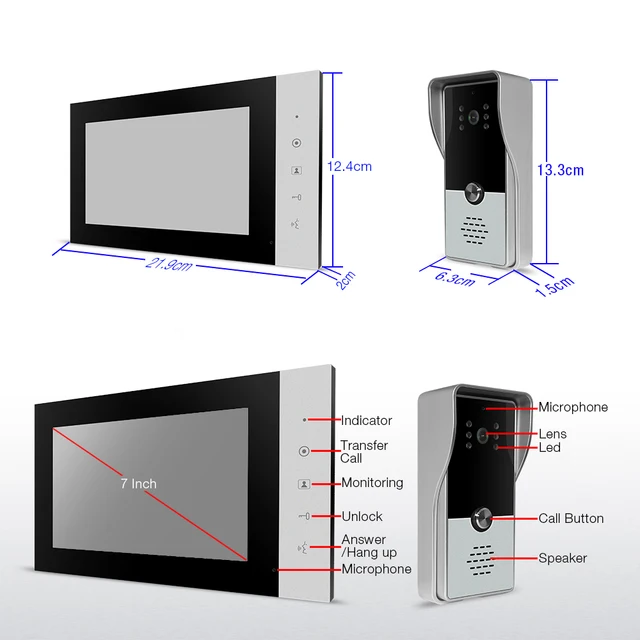 video intercom 1200TVL 4 wire villa visual intercom system, call unlocking and other functions 2