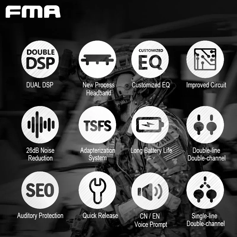 2026 FCS FMA Digital Dual DSP AMP Headset Noise Reduction