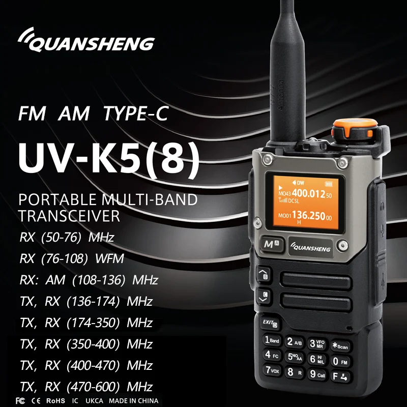 Quansheng-Station de commutation radio bidirectionnelle portable, talkie-walperforé, récepteur longue portée, AmPueblHam, ensemble sans fil, AM, FM, UV K5, 8