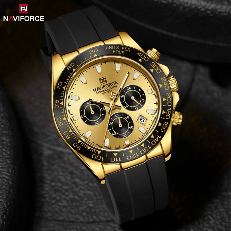 

NAVIFORCE Brand Fashion Luxury Watch For Men Waterproof Chronograph Clock Business Casual Silicone Strap Wristwatches 2024 New